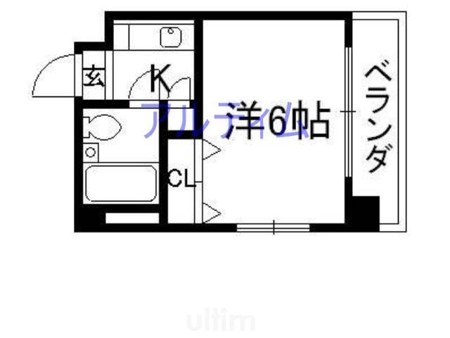 エムズフラッツ(1K/3階)の間取り写真