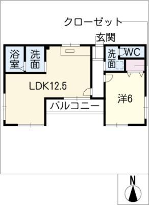 ラ・カサ神守(1LDK/1階)の間取り写真