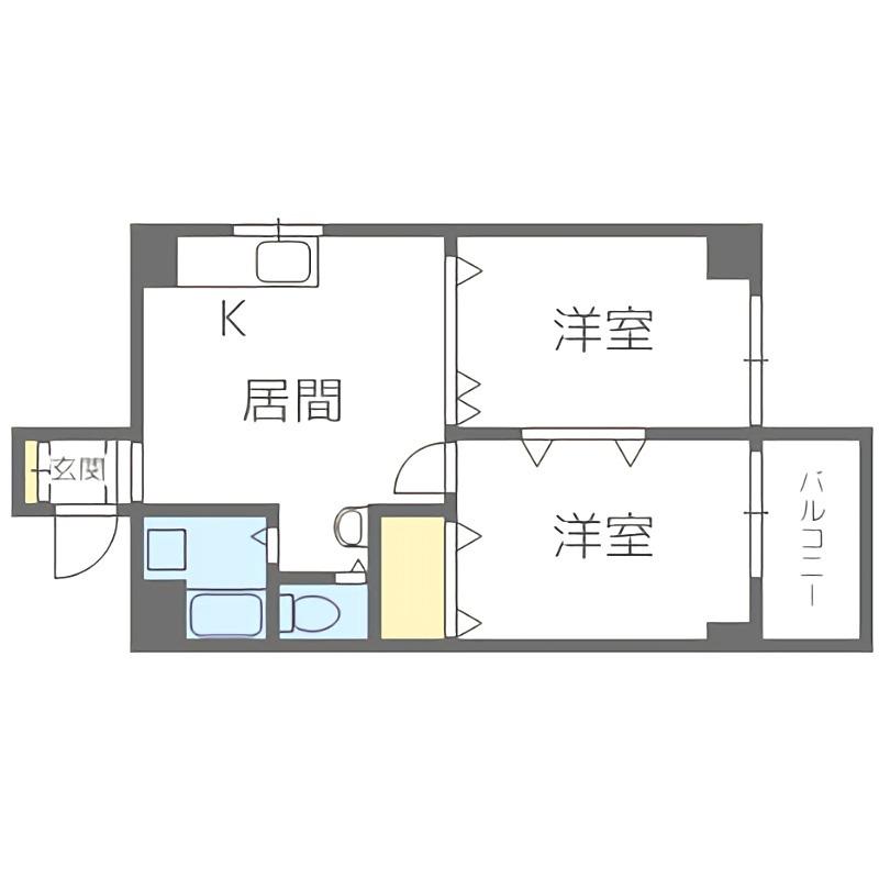 くぼたビル(2LDK/5階)の間取り写真