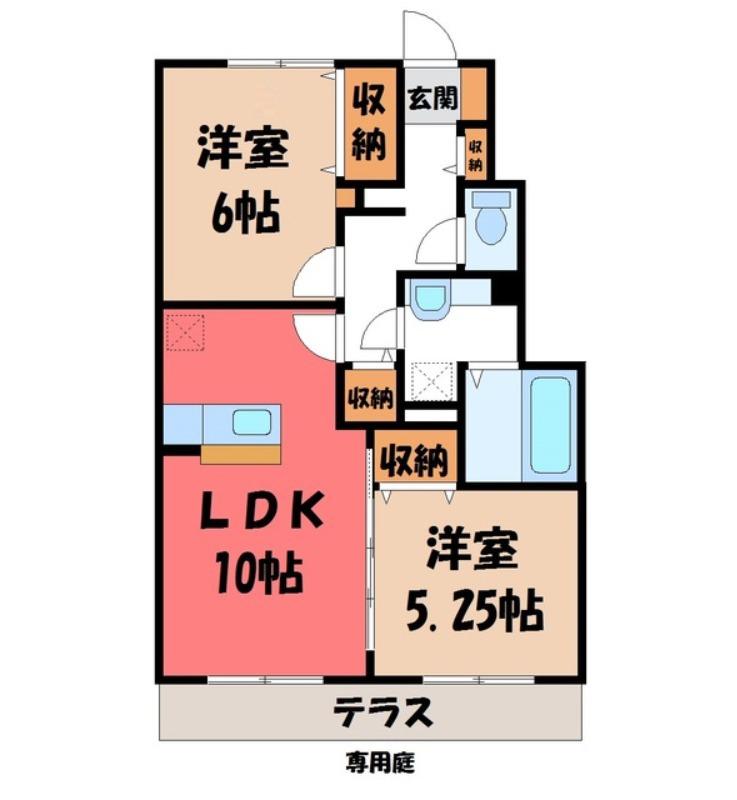 ロイヤルヒルズ(2LDK/1階)の間取り写真