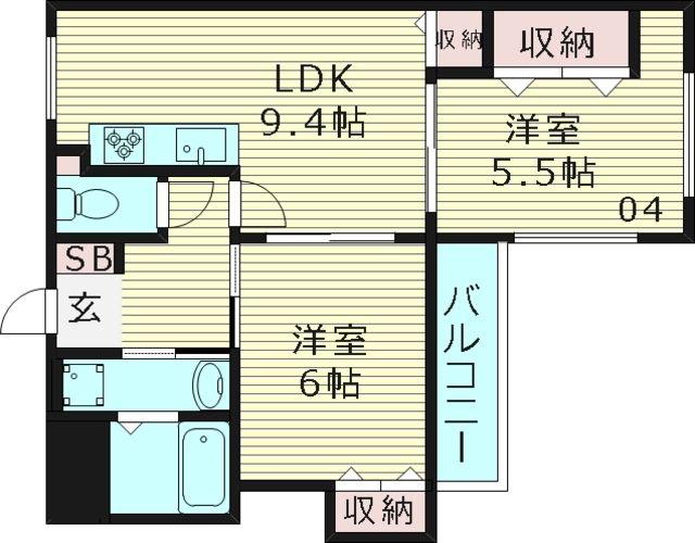 シェルマンド毛馬(2LDK/3階)の間取り写真