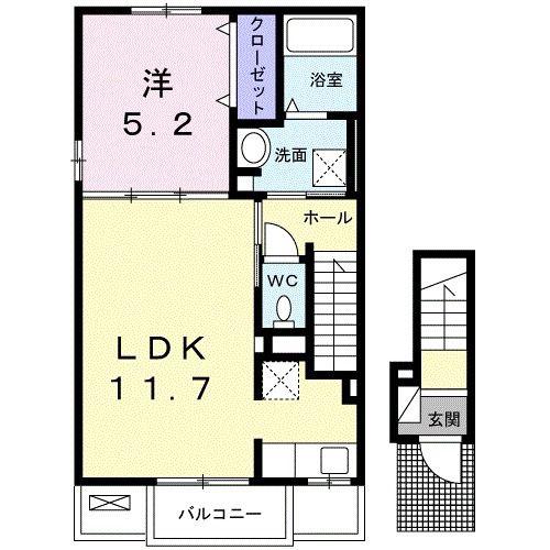 シュエット(1LDK/2階)の間取り写真
