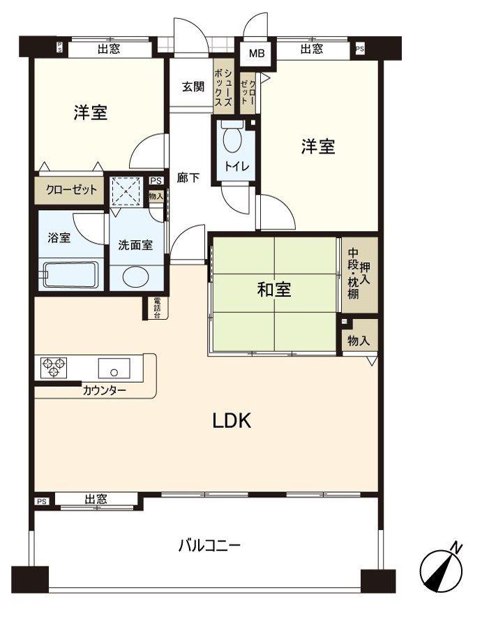 JGMヴェルデガーデン香椎の杜(3LDK/2階)の間取り写真