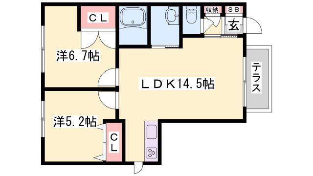 アートメゾン(2LDK/1階)の間取り写真