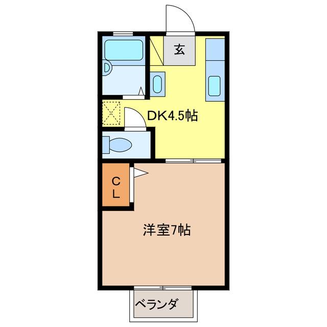 アメニティ21(1DK/1階)の間取り写真
