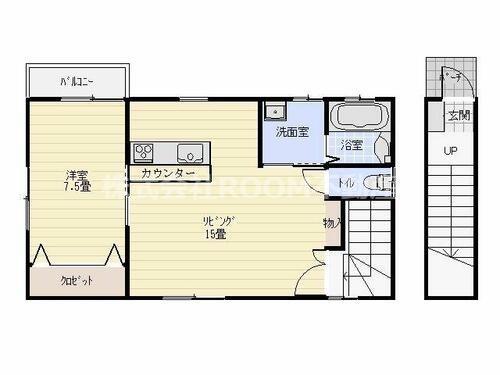山科アパート(1LDK/2階)の間取り写真