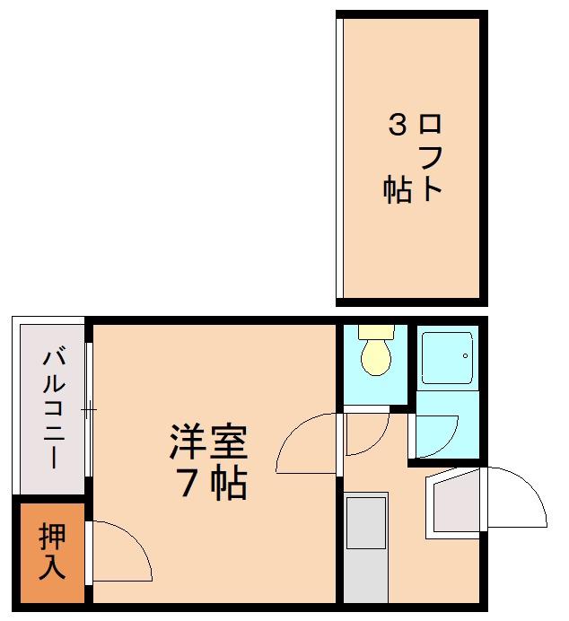 アーバンハイツII(1K/2階)の間取り写真