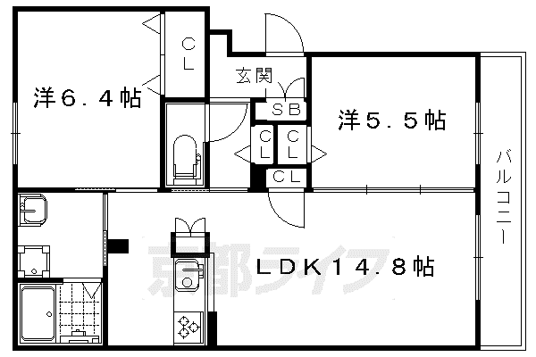シャーメゾン右京(1SLDK/3階)の間取り写真