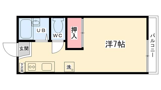 リバーハイツII(ワンルーム/2階)の間取り写真