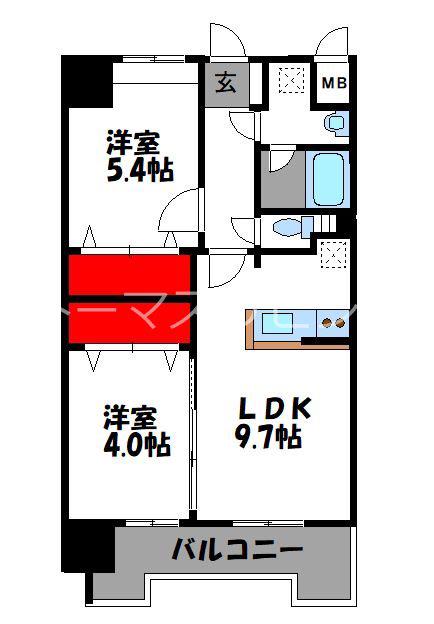 CINQ IWASE BLD(2LDK/5階)の間取り写真