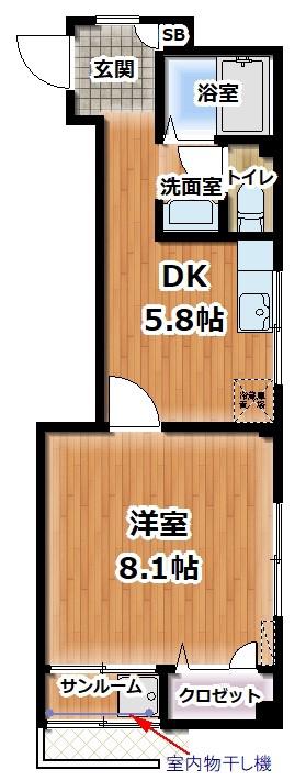 カマンベール(1DK/3階)の間取り写真