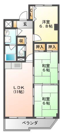ティーズコート土師ノ里(3LDK/4階)の間取り写真