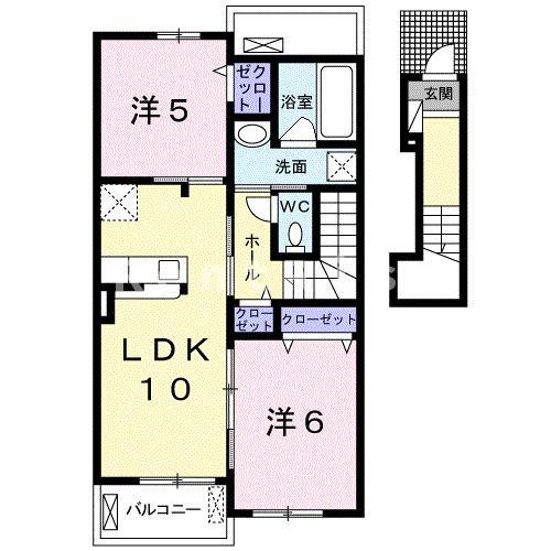 リバティークイーン(2LDK/2階)の間取り写真