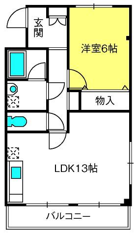 シャンブル南与野(1LDK/1階)の間取り写真
