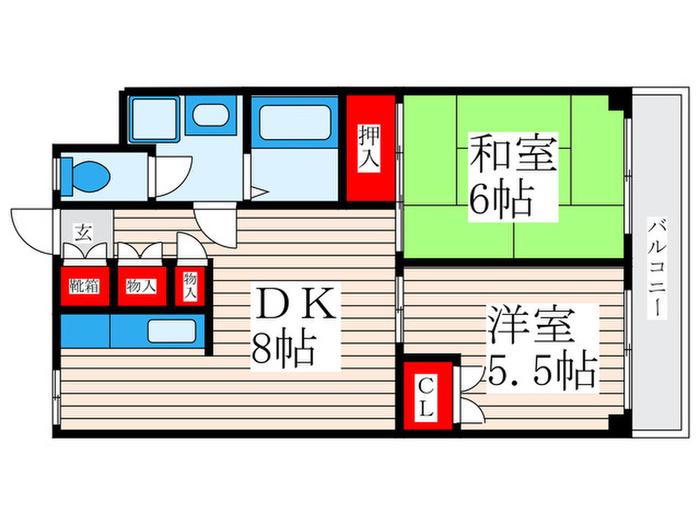 マンションヤマキ(2DK/3階)の間取り写真