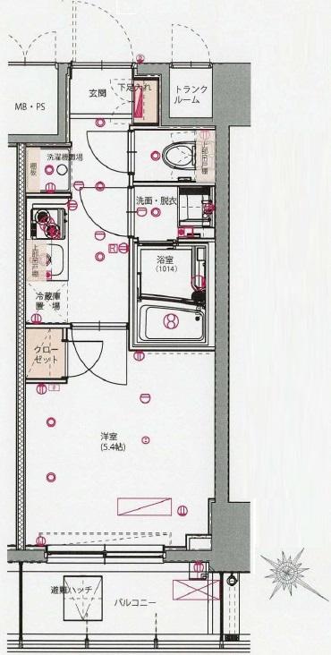 ハーモニーレジデンス川崎002(1K/3階)の間取り写真