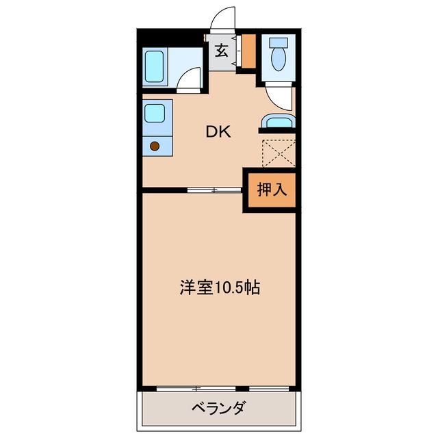 セゾン青島(1DK/2階)の間取り写真