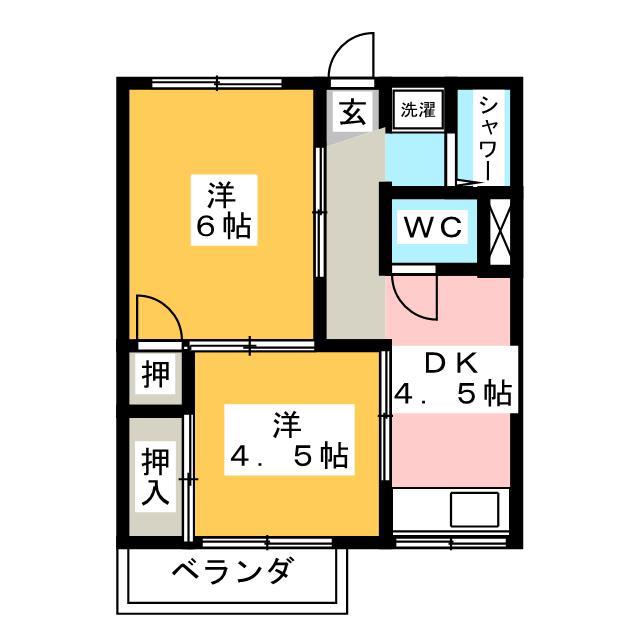一光静里ビル(2DK/4階)の間取り写真
