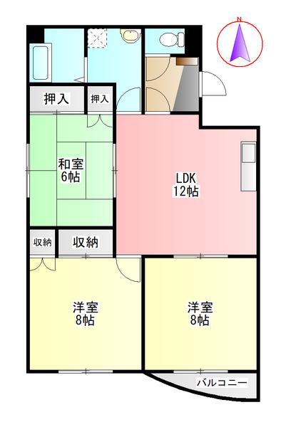 TKビル(3LDK/3階)の間取り写真