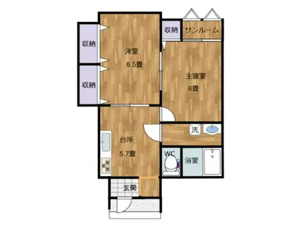 シリウスA(2DK/1階)の間取り写真