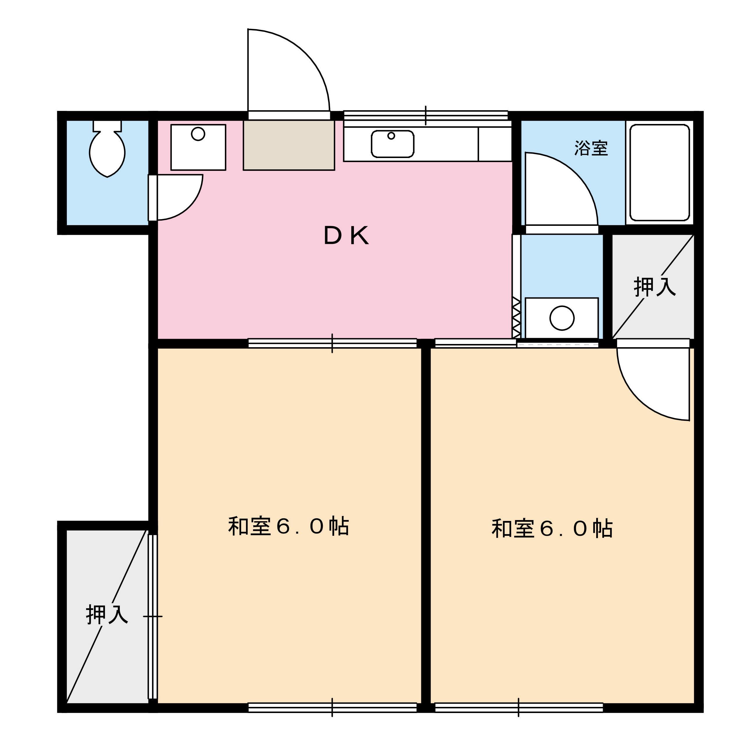 芦谷シオン(2DK/2階)の間取り写真