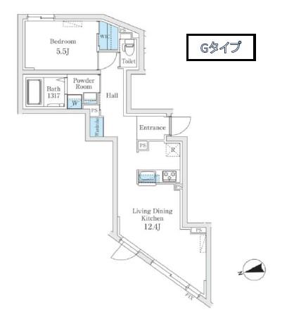 FIKA代々木上原(1LDK/2階)の間取り写真