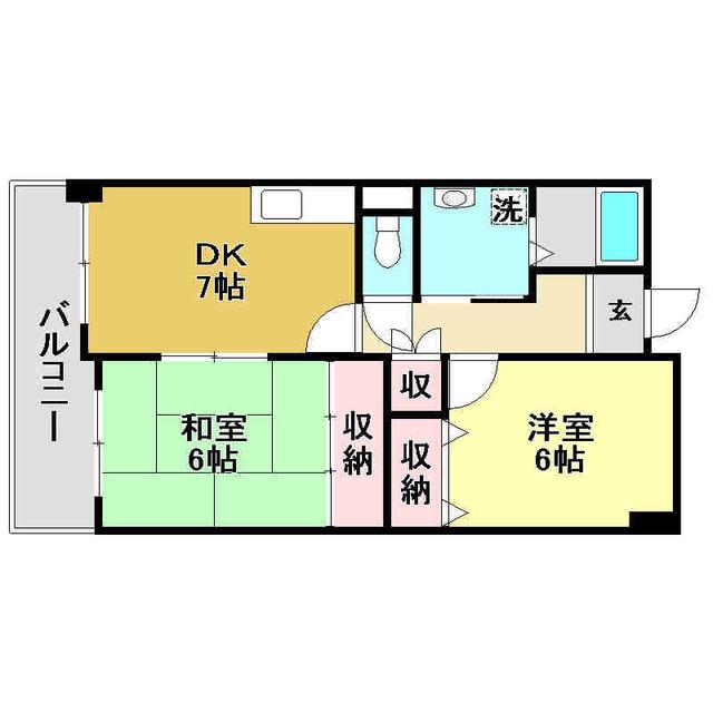 山崎ハイツ(2DK/5階)の間取り写真