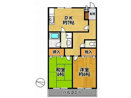 堂中ハイツ(2DK/2階)の間取り写真