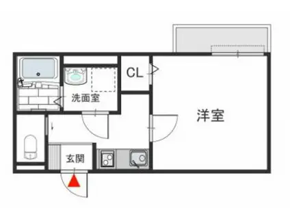 エトワール六甲(1K/2階)の間取り写真