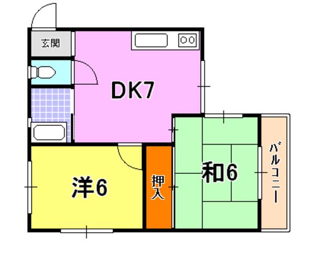 クレーン奥山(2DK/3階)の間取り写真