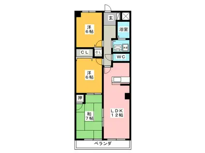 カーサ長良パーク(3LDK/4階)の間取り写真