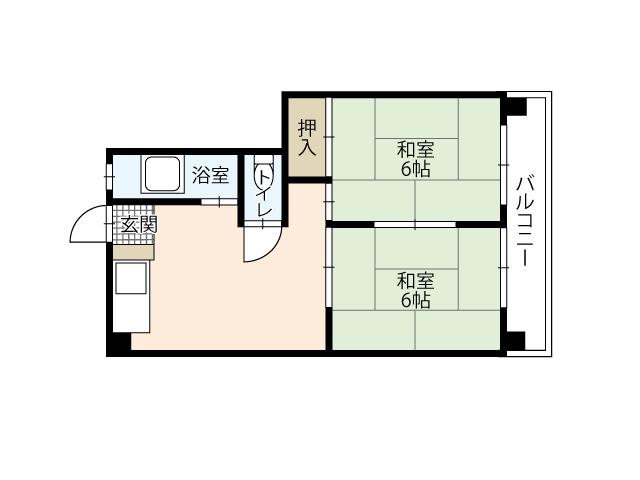 CALM中広(2DK/5階)の間取り写真