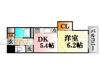 リバーサイド堺町(1DK/2階)の間取り写真