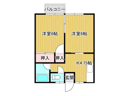 ハイツイーハトーブV(2K/2階)の間取り写真