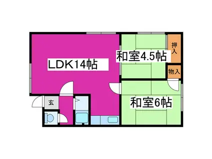 ハイツ石岡(2LDK/3階)の間取り写真