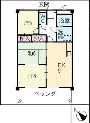 シャトレーミューズ(3DK/2階)の間取り写真
