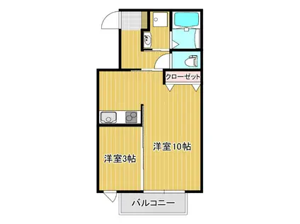 グランツ椎木(1LDK/1階)の間取り写真