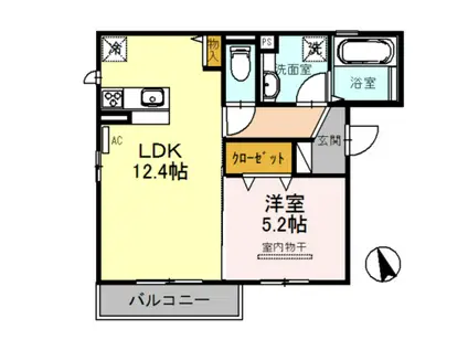 LAKE SIDE YAMAKI(1LDK/1階)の間取り写真