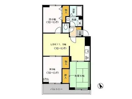 ヴァンベール神山II(3LDK/3階)の間取り写真