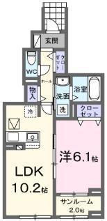 メテオール・ケイ II(1LDK/1階)の間取り写真