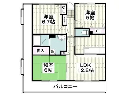 エターナル・サンライズ(3LDK/2階)の間取り写真