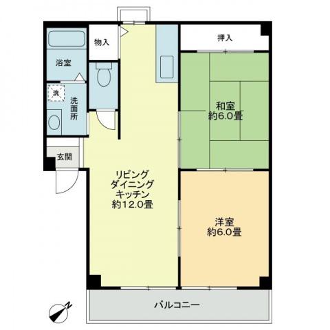 フォブール三幸B(2LDK/2階)の間取り写真
