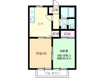 ラフォーレ由良 B棟(2DK/1階)の間取り写真