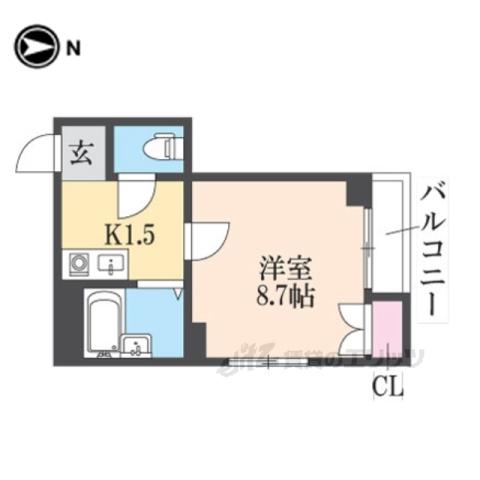 ヴェルメゾン山階(1K/4階)の間取り写真