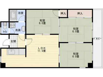 サンハイムマスヤマ(3LDK/2階)の間取り写真