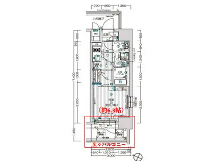 プロヴィスタ神戸三宮イースト(1K/5階)の間取り写真