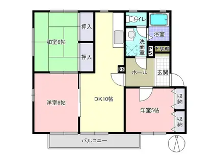 エメラルドグリーンハイツD(3DK/2階)の間取り写真