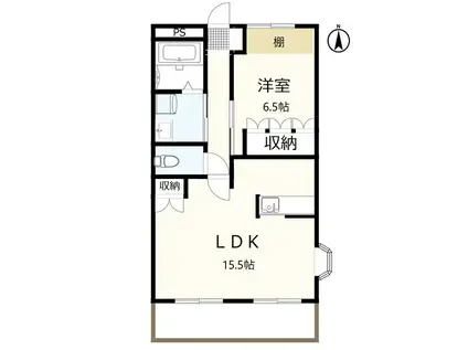 プルメリア(1LDK/2階)の間取り写真