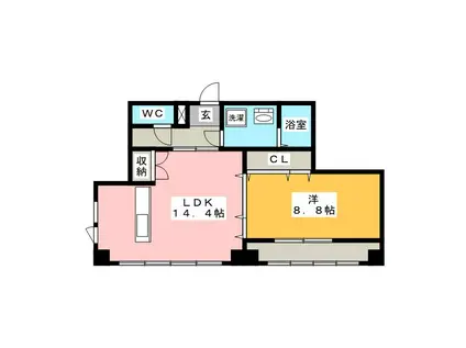 サンハウス長良(1LDK/3階)の間取り写真