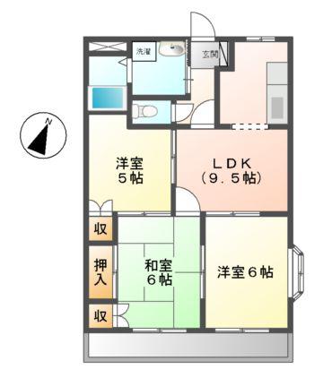 シャトーリバティー(3DK/1階)の間取り写真